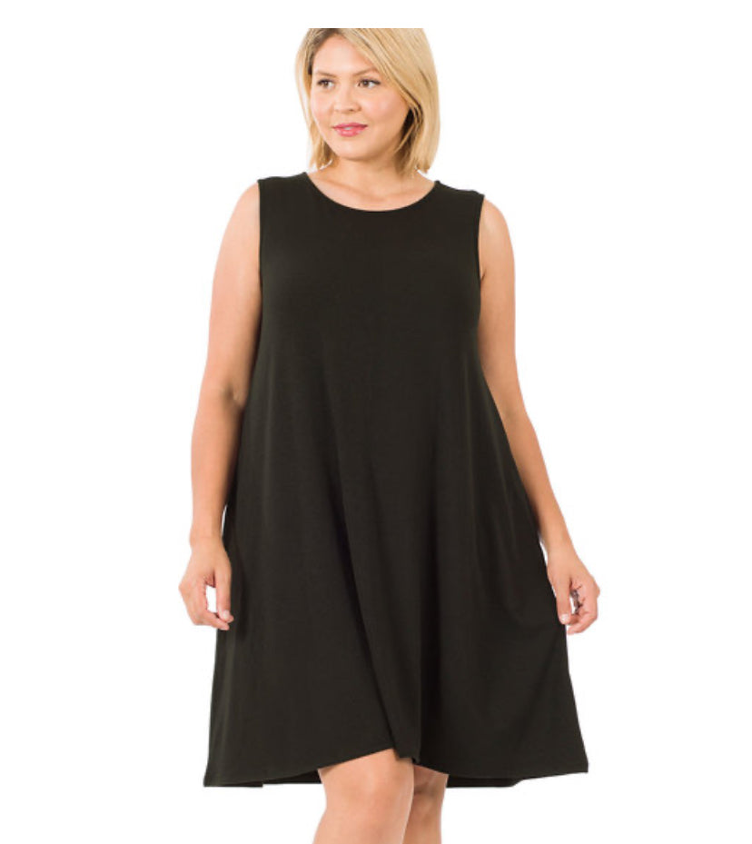 Summer Staple Sleeveless Swing Dress ONYX Plus