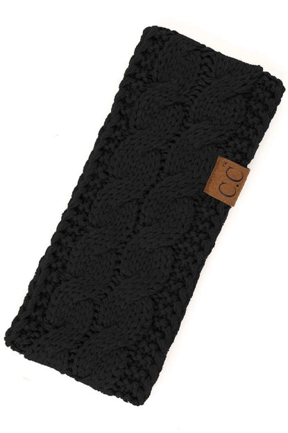 Cable Knit Solid Headband BLACK