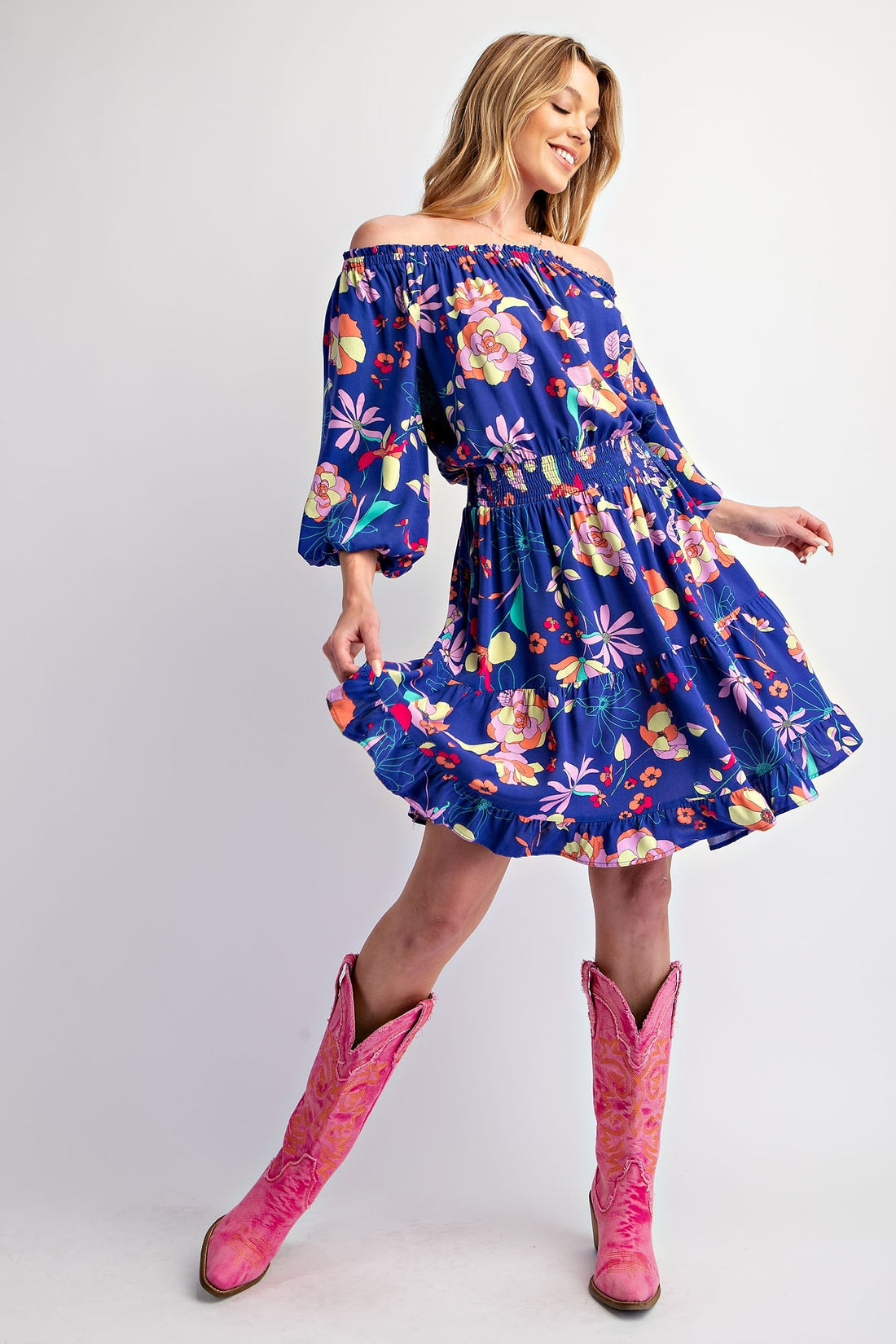 Royale Floral Off the Shoulder Dress