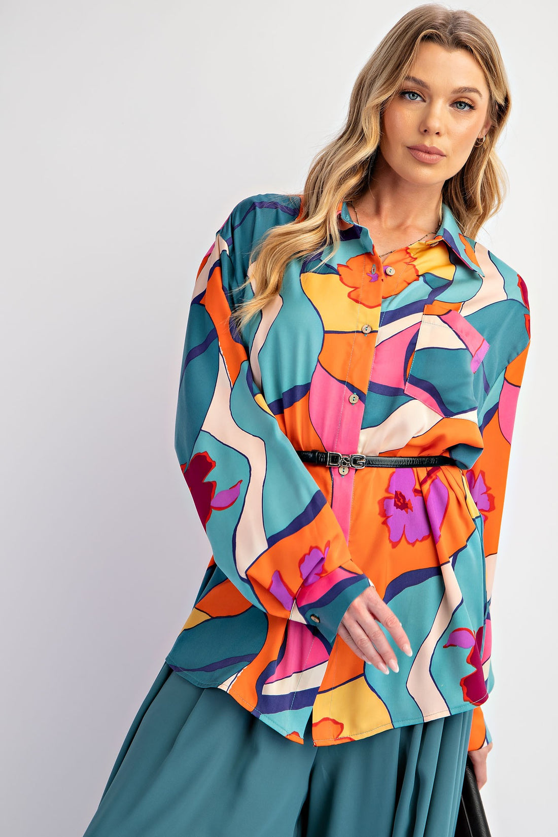 Satin Mirabelle Tunic Button Down