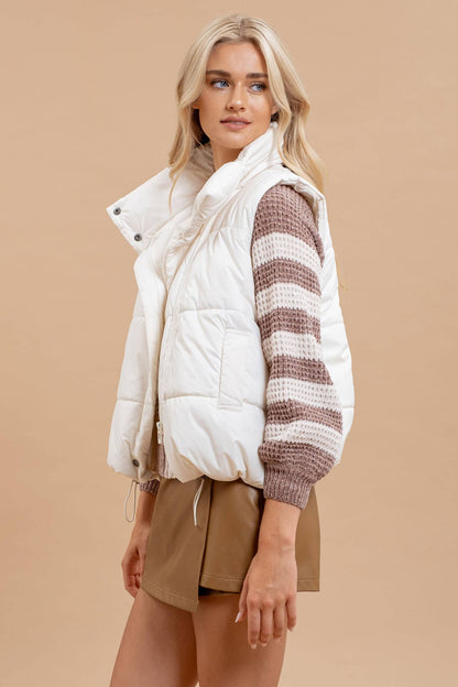 Ivory Asymmetrical Stay Puff Vest