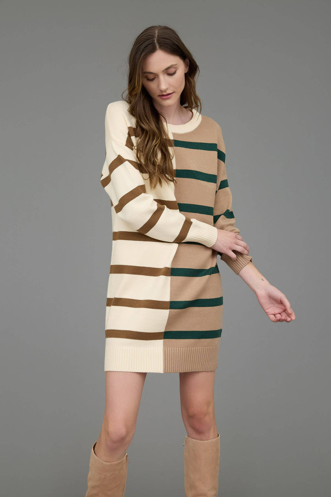 Colorblock Party Stripe Sweater Dress