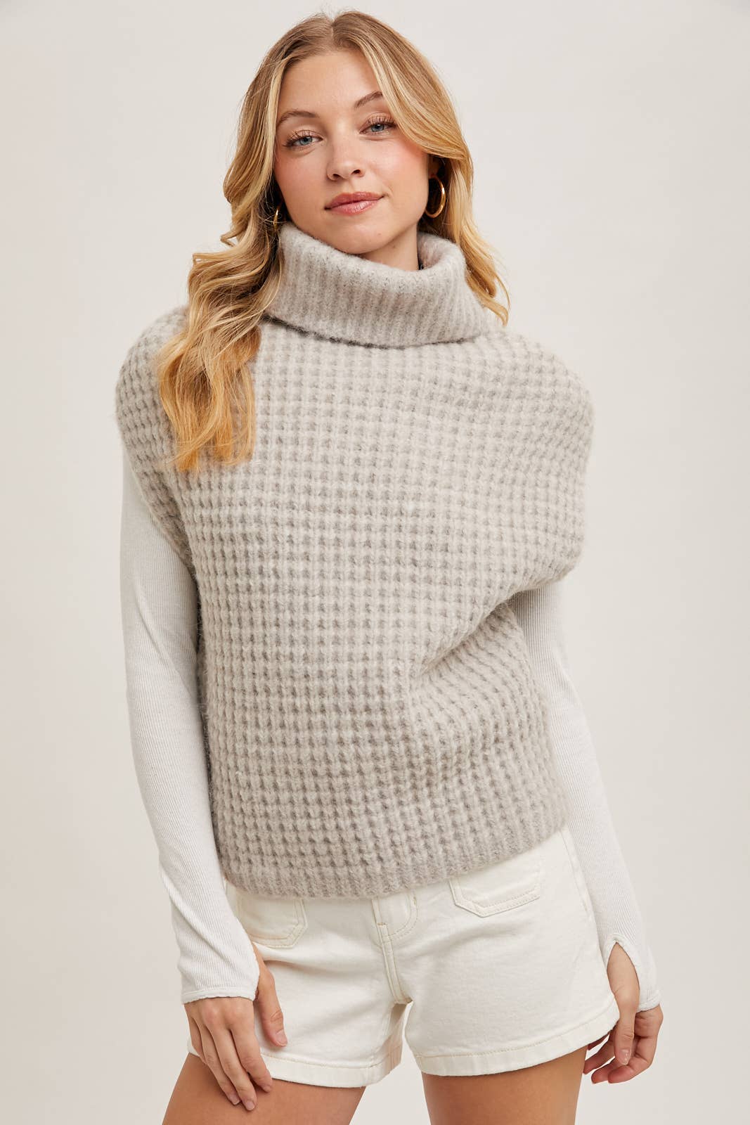 Cozy Waffle Knit Vest Sweater