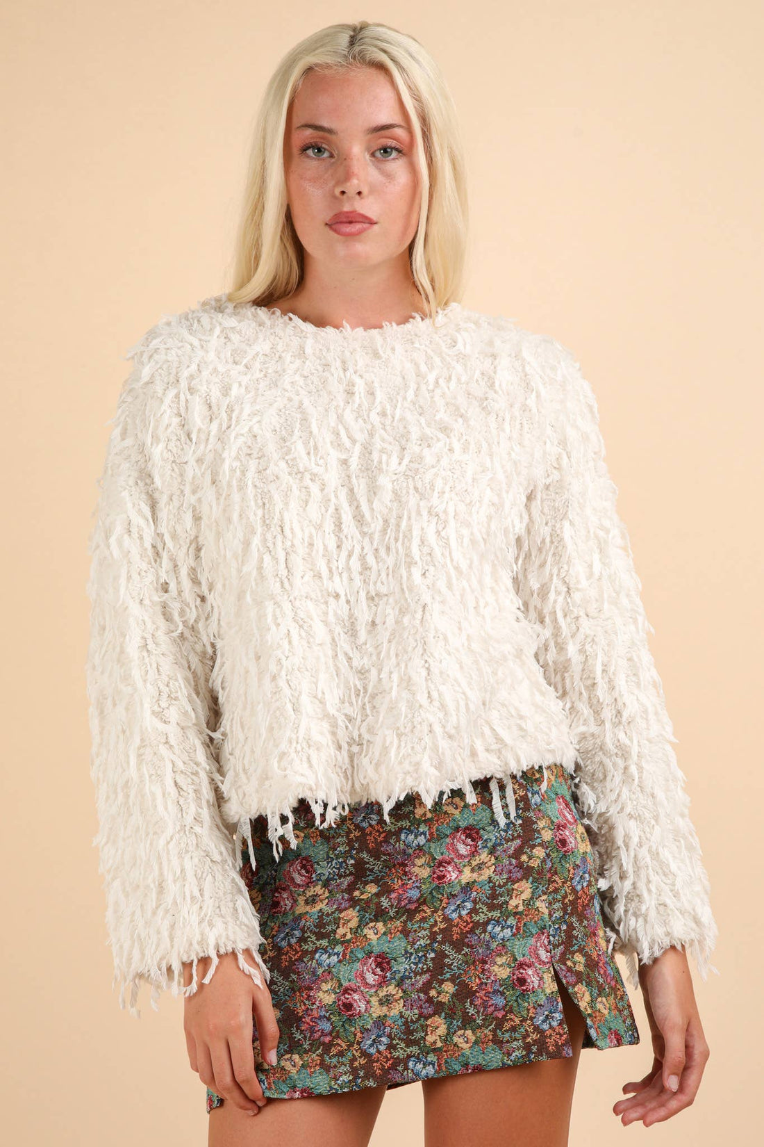 The Macey Velvet Tie Fur Sweater