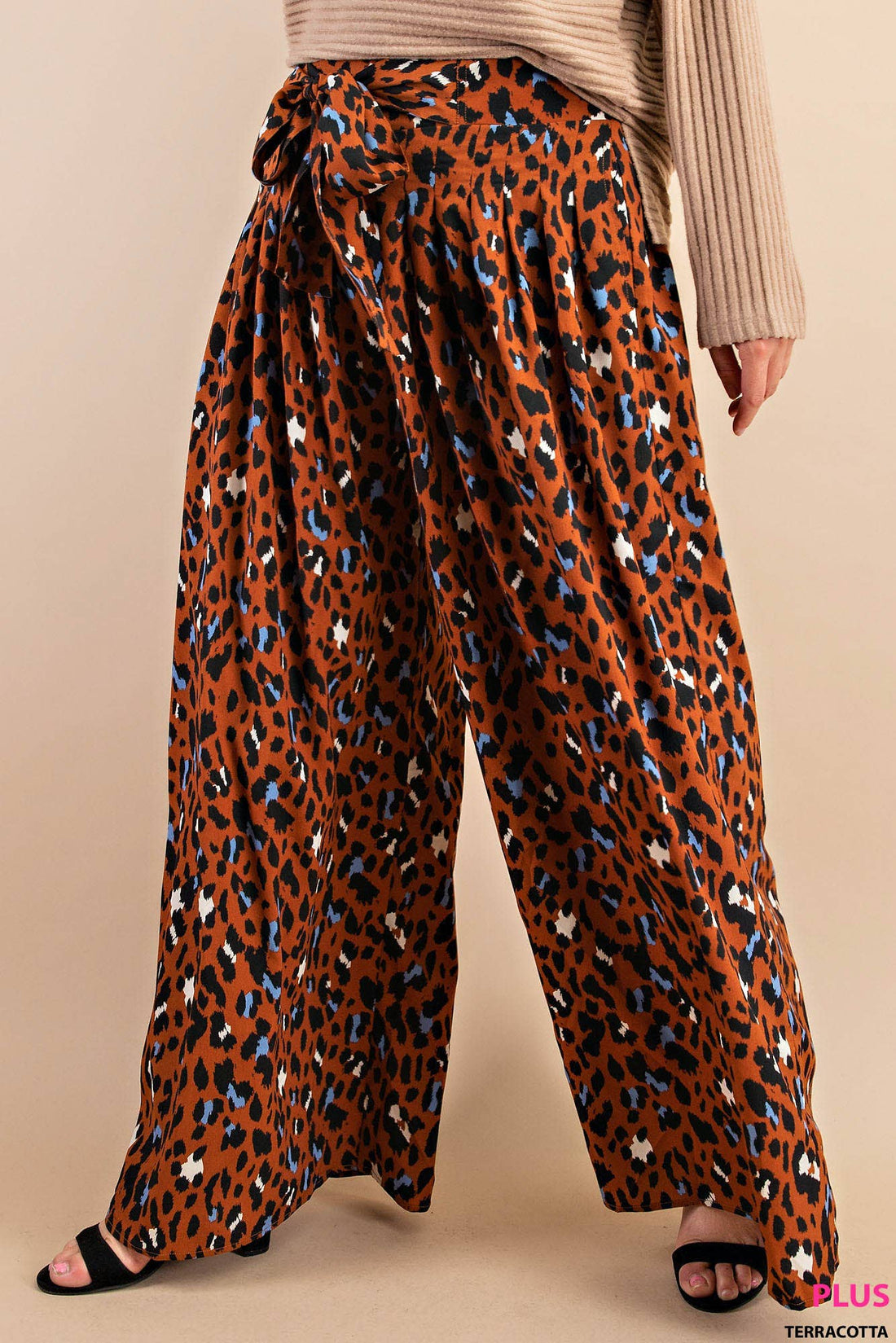 Rust Animal Print Wide Leg Pants PLUS