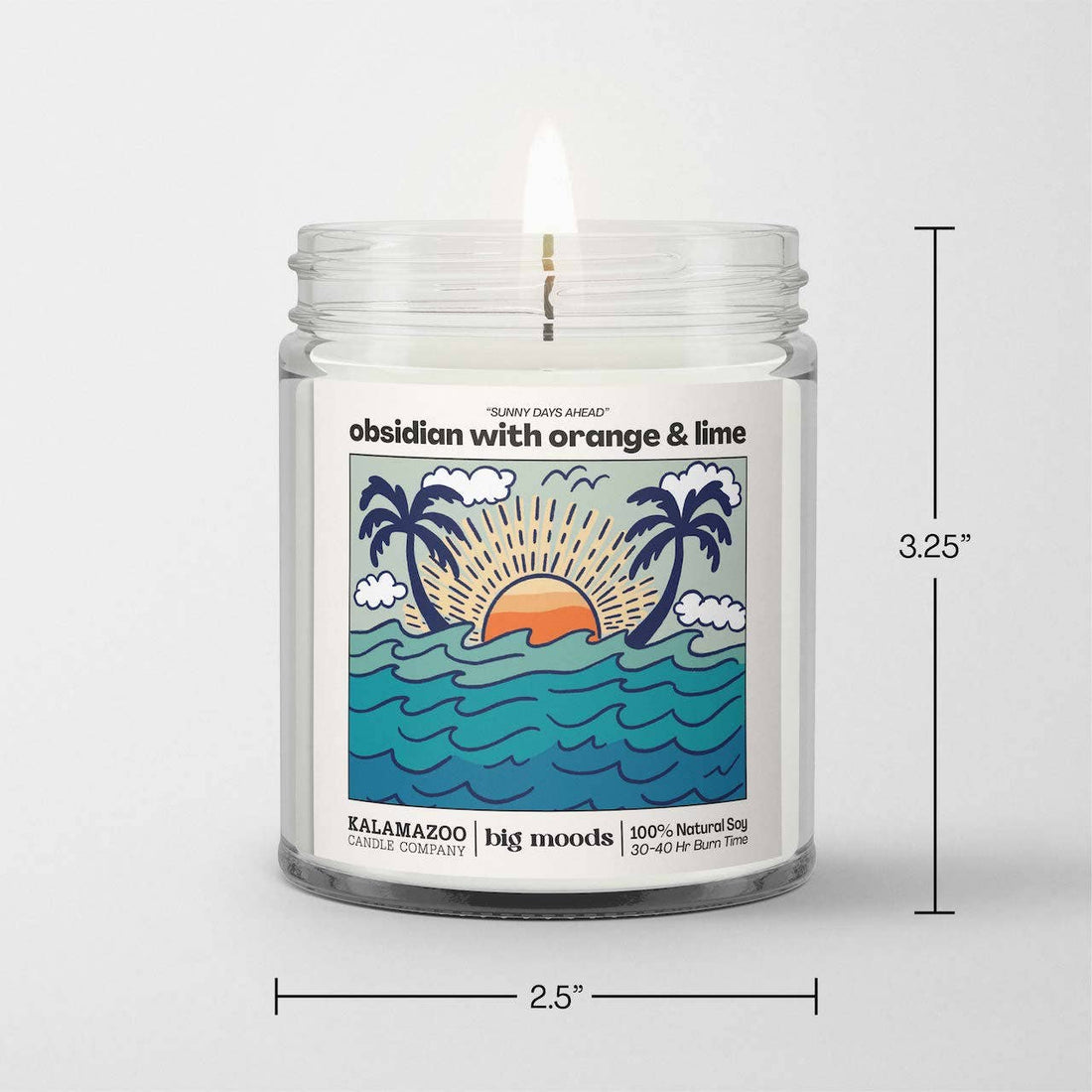 &quot;Sunny Days Ahead&quot; Obsidian with Orange &amp; Lime Candle