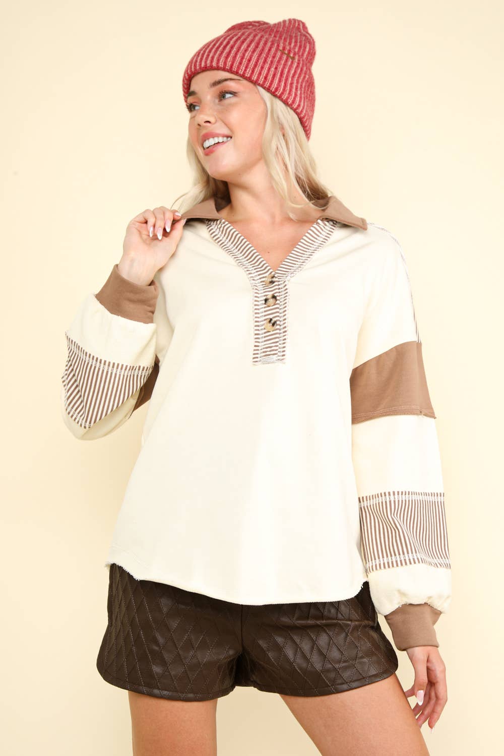 Creamy Colorblock Spice Top