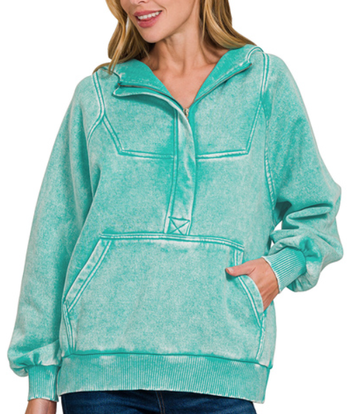 Turquoise Turtle Half Zip Hoodie