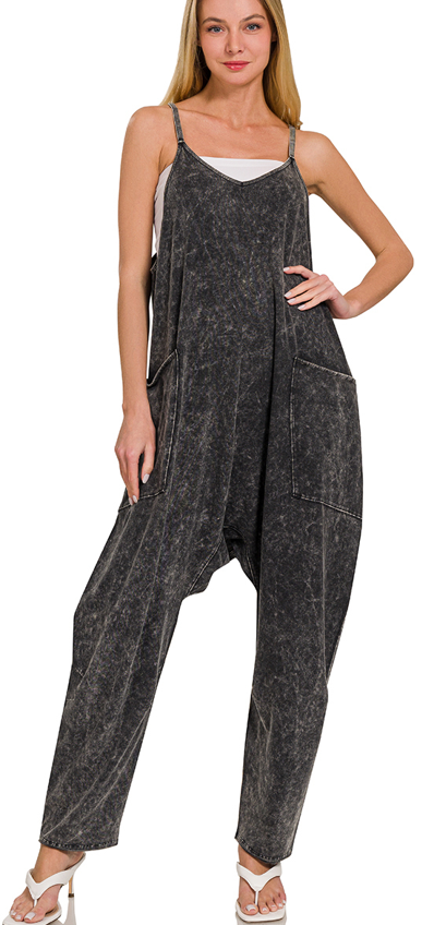 Acid Wash Charcoal Jumpsuit