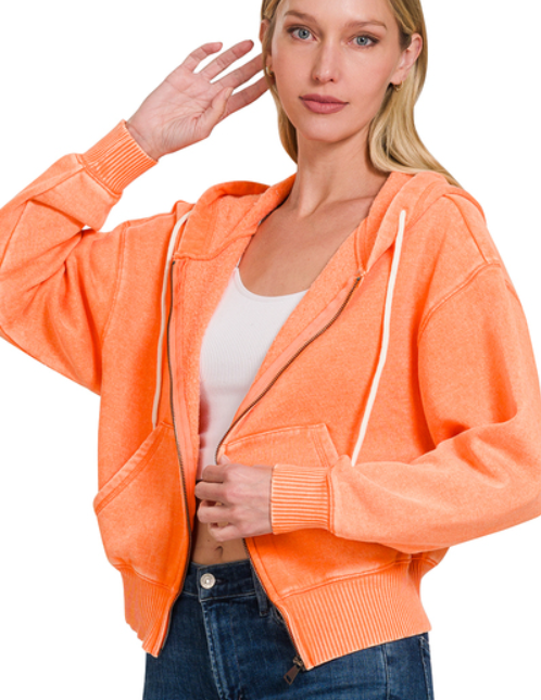 Orange Peel Zip Up Sweatshirt