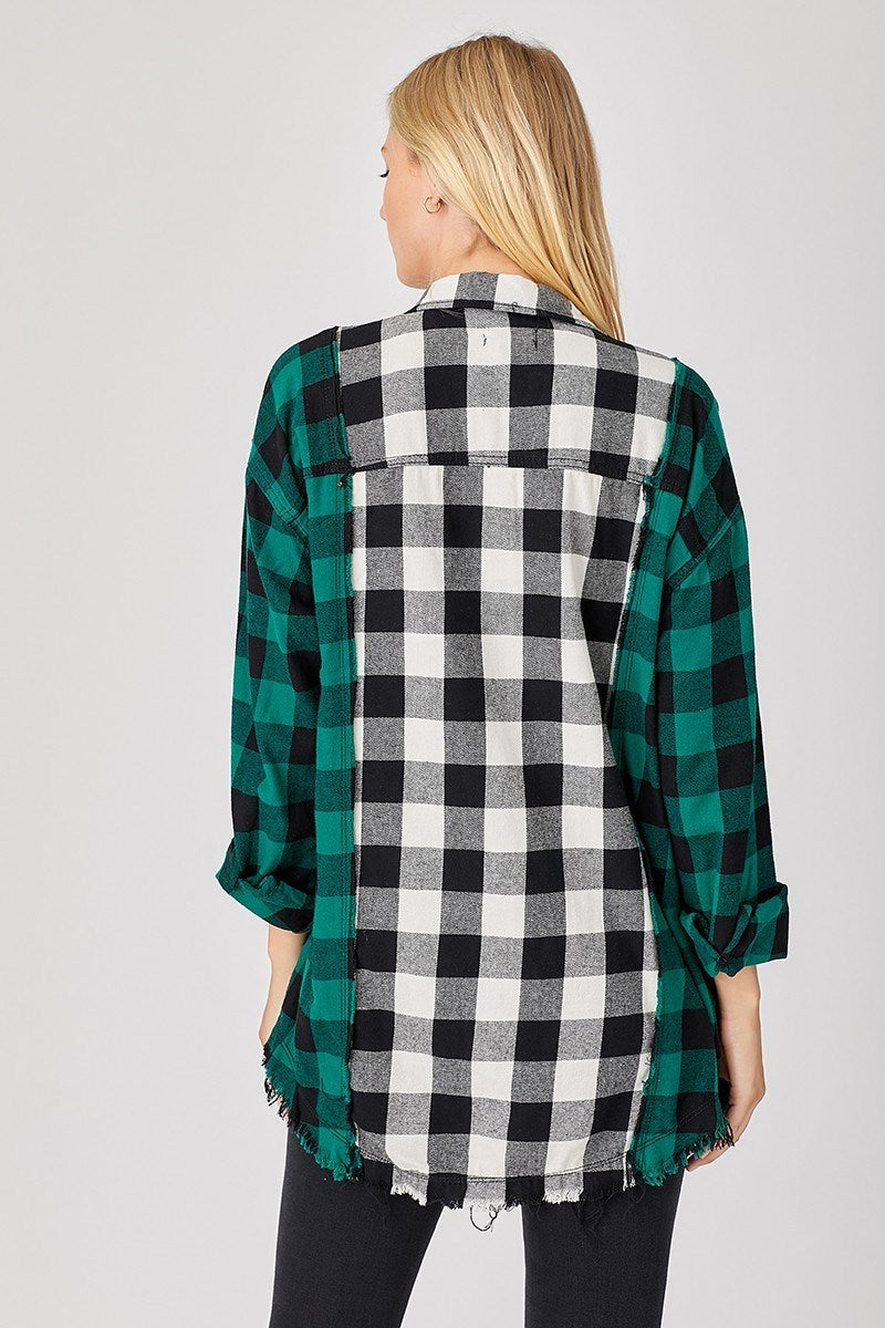 Colorblock Greenie Plaid 100% Cotton