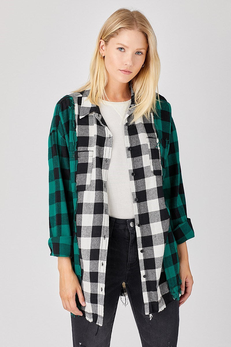 Colorblock Greenie Plaid 100% Cotton