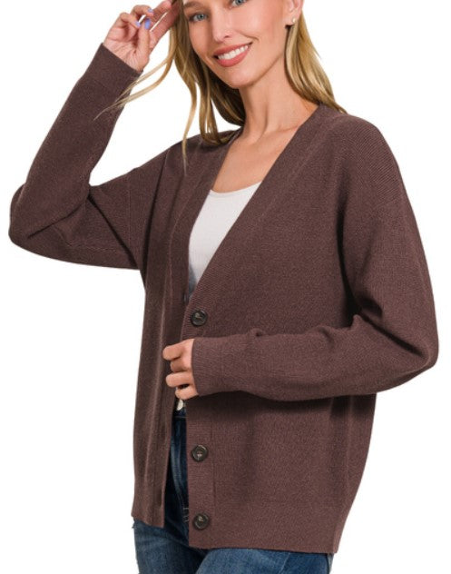 Deep Hershey Button Cardigan