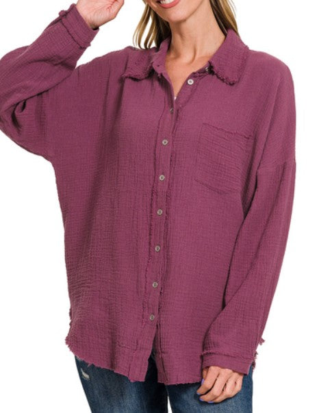 Eggplant Gauze Shirt