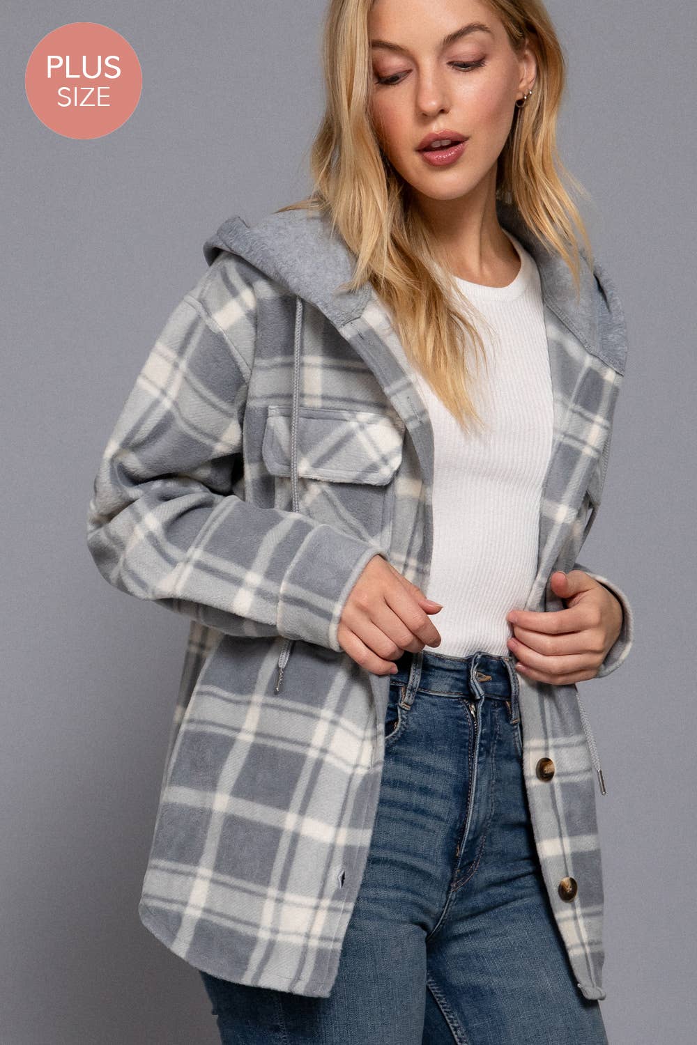 Plaid Button Down Fleece Jacket