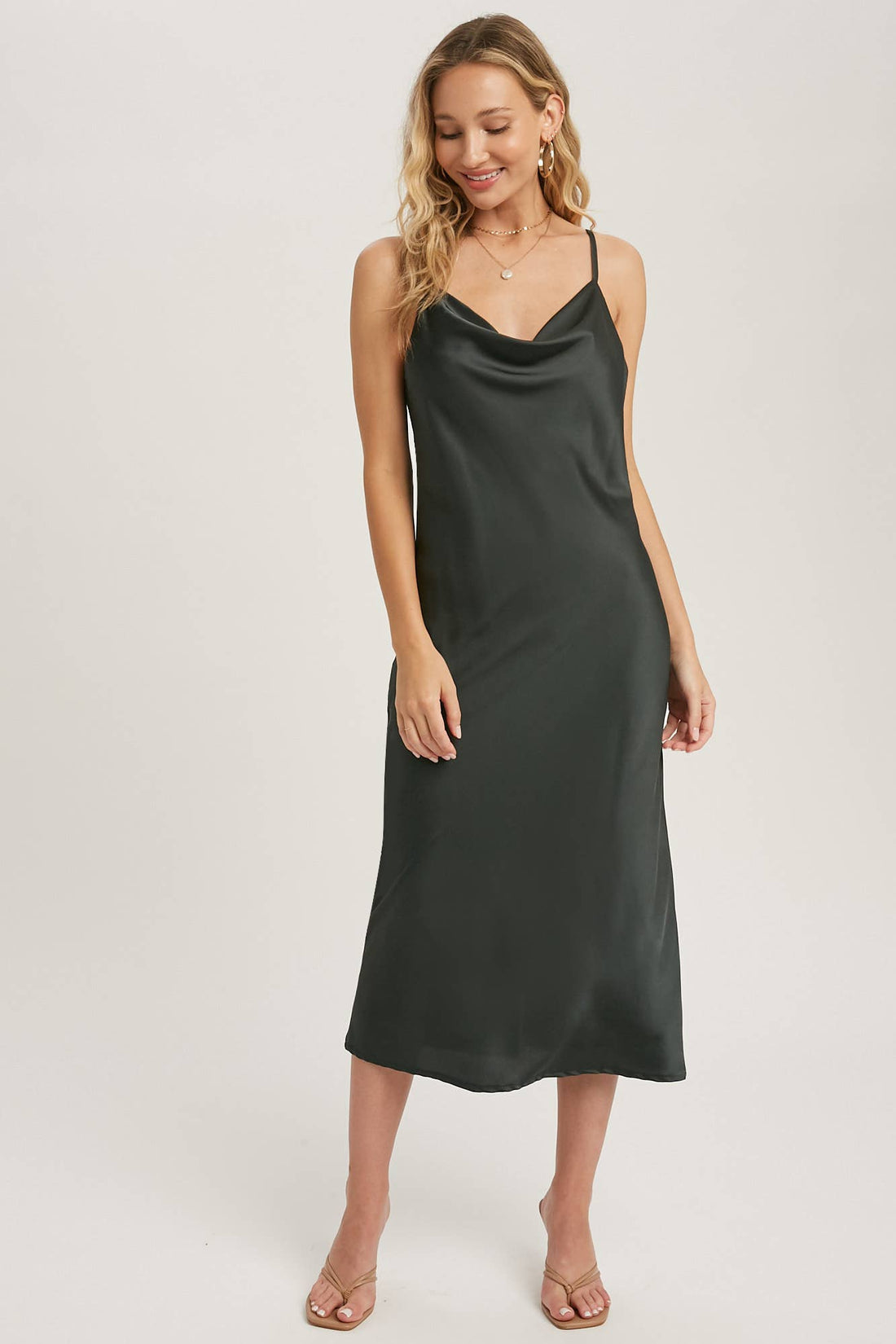 Stella Satin Draped Slip Dress