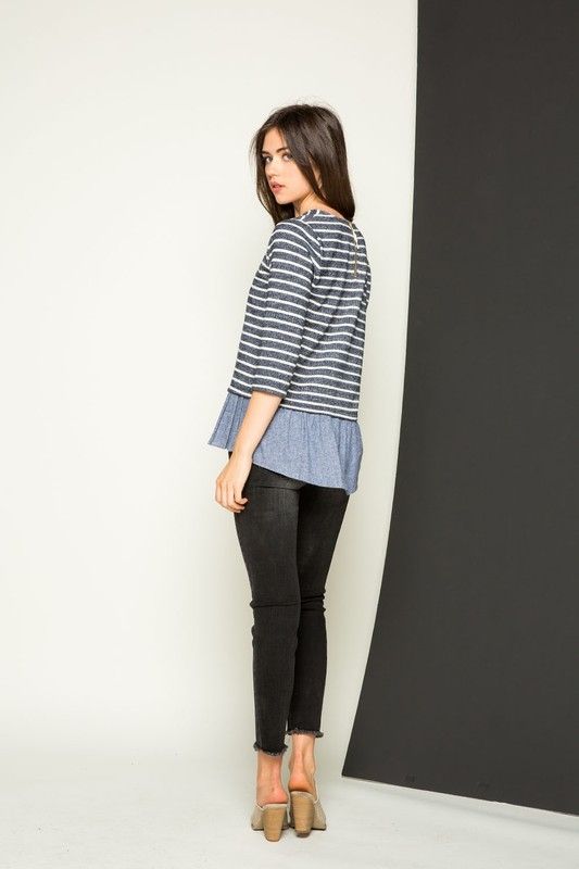 Stripe on Strike Mixed Top