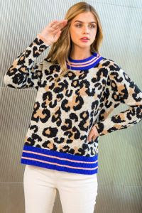 Cobalt Leopard Sweater